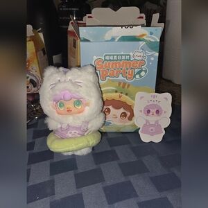 Cute Yooki Mew Mew Plush Confirmed Cat Toy with Purple and White Outfit